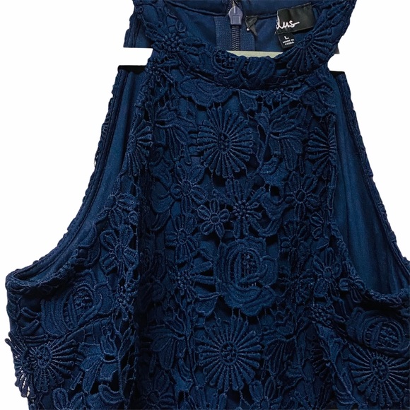 Lulus Love Poem Navy Blue Lace Mini Dress Halter - Picture 5 of 7